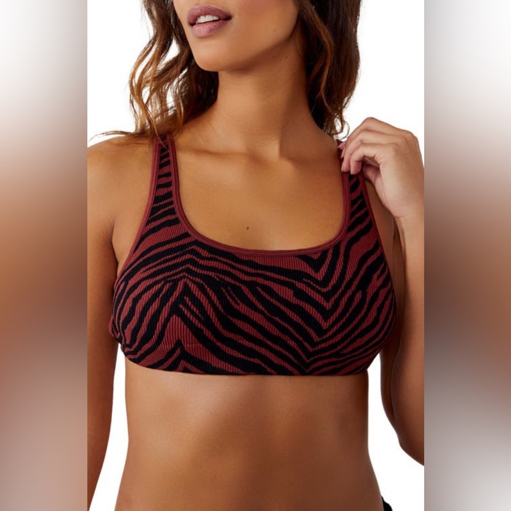 NWT Free People Printed Sienna Strappy Bra in Zebra, Size M/L